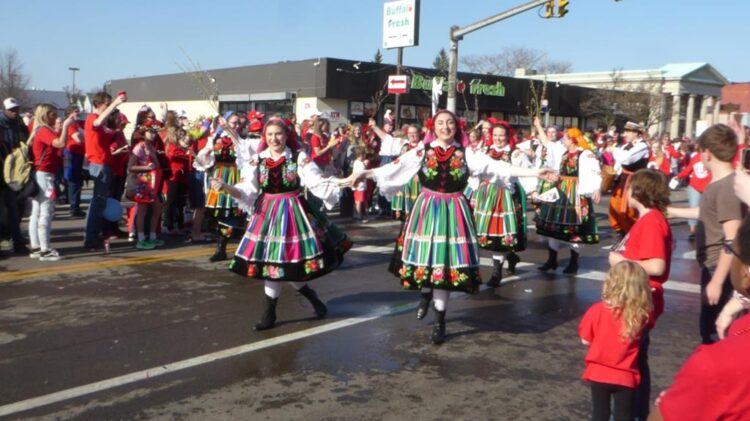 folk dancers with pussy willows