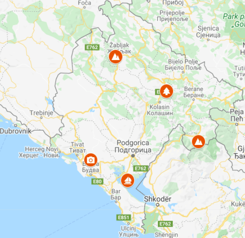 Map of Montenegro national Parks