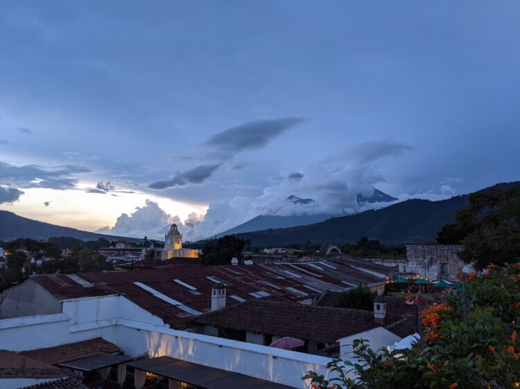 views from aqua terrace restaurant in antigua guatemala