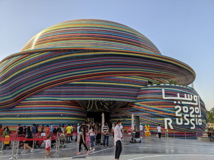 exterior of russia pavilion world expo 2020