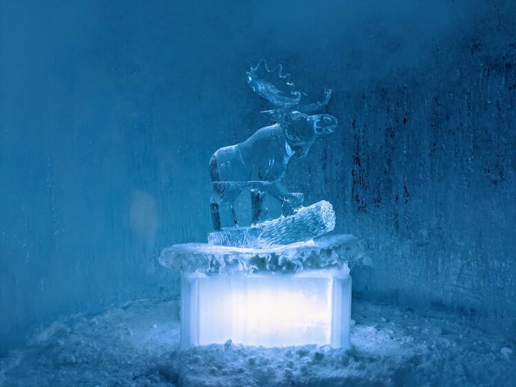 ice carving of moose