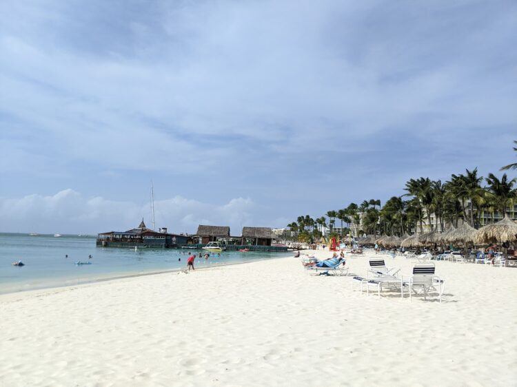 beach chairs on palm beach aruba