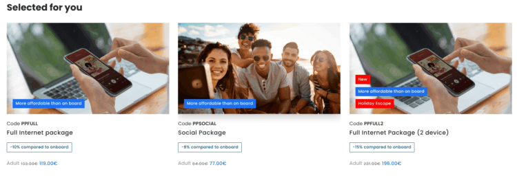 Costa cruise wifi package options
