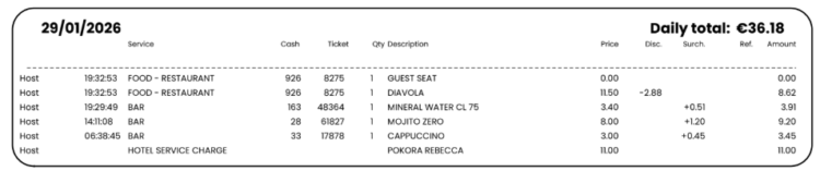 screenshot of Costa Pacifica onboard bill