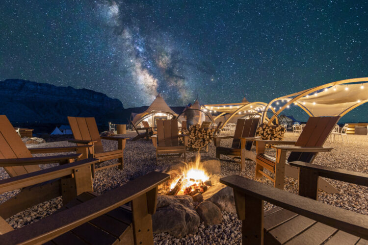 campfire at night near Zion national park