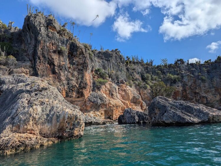 rocky cliffs with cactus in jaragua national park